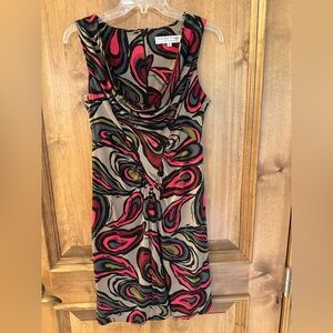 Trina Turk Ruched 100% Silk Midi Dress